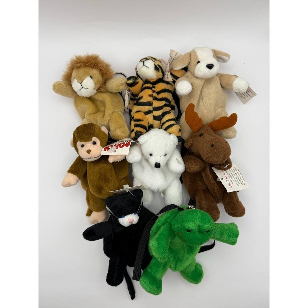 Pouch Pal Collectables Plush Coin Pouch Keychain Lot of 8 Animals Vintage